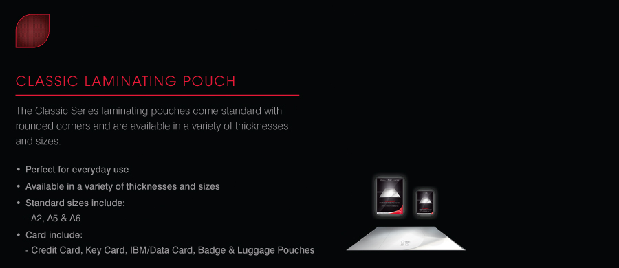 New Signature laminating pouch