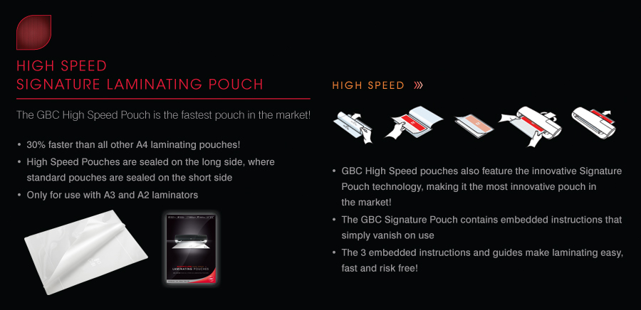 New Signature laminating pouch