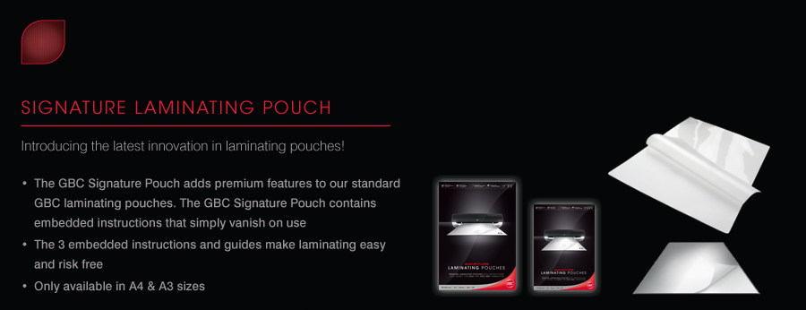 New Signature laminating pouch